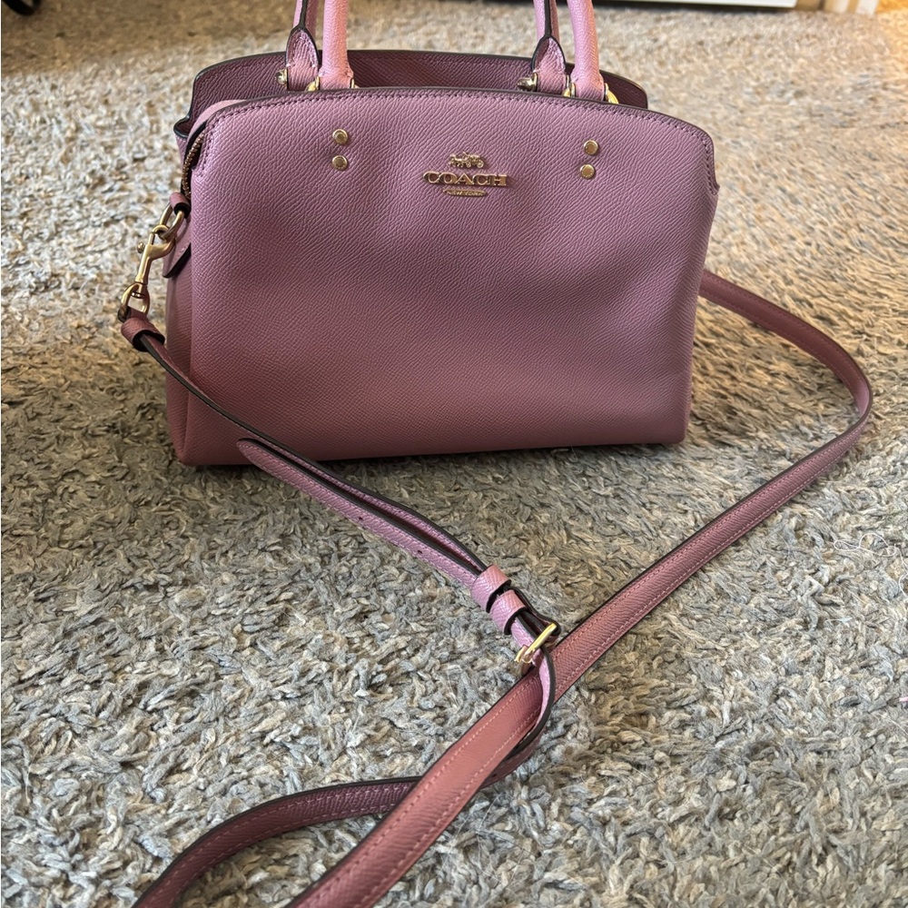 Coach Pink Leather Crossbody Satchel